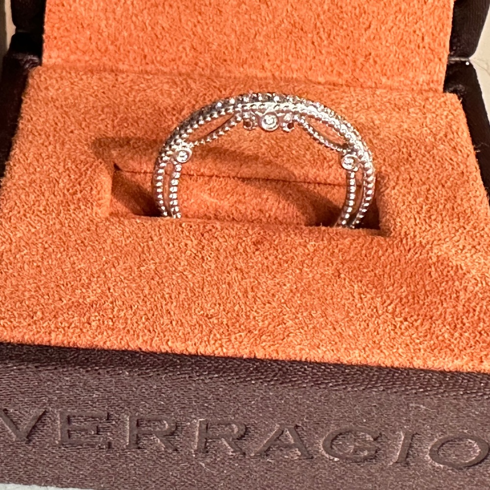 Designer VERRAGIO Diamond 18K Gold WG Wedding Ring Band Size 5 INSIGNIA $4500